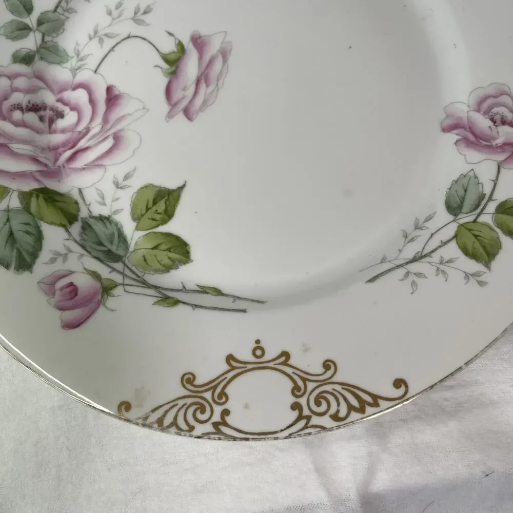 ZS &Co Zeh Scherzer Bavaria Pink Peony Gold Scroll Dinner Plate